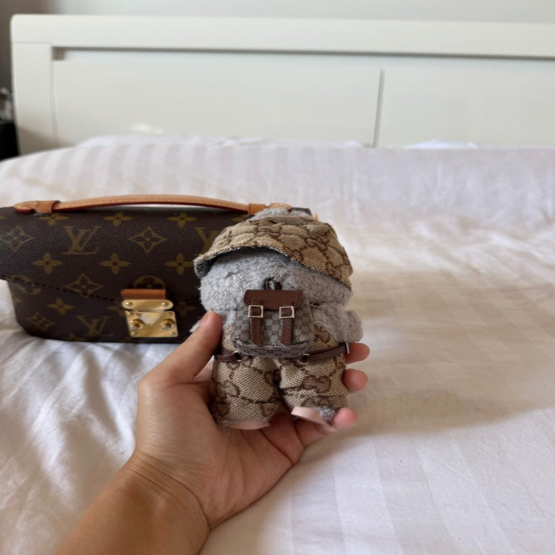 Labubu Doll Clothes – Distressed Brown Jeans Set (Gucci Style)