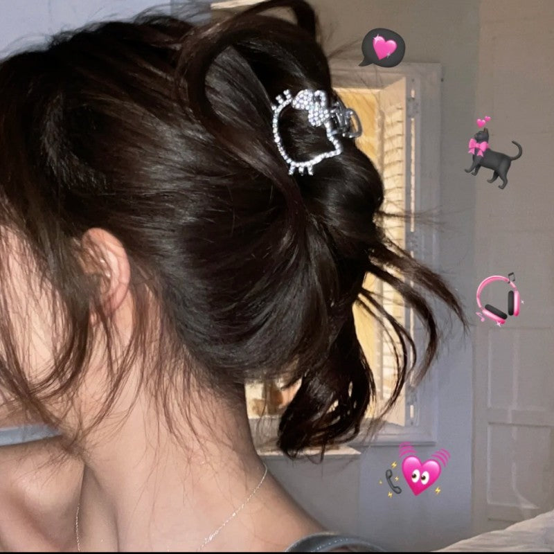 Sparkly Metal Hello Kitty Back Hair Claw Clip