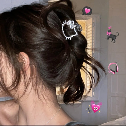Sparkly Metal Hello Kitty Back Hair Claw Clip