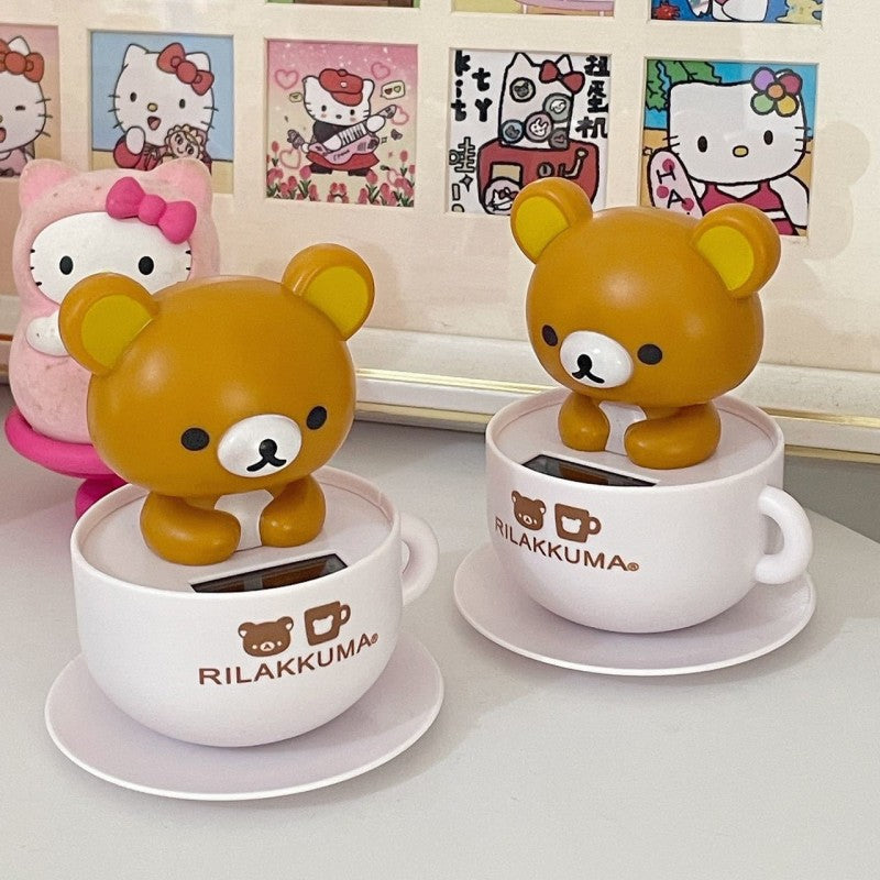 Tea Cup Solar Bobble Figurine