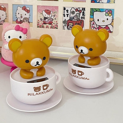 Tea Cup Solar Bobble Figurine