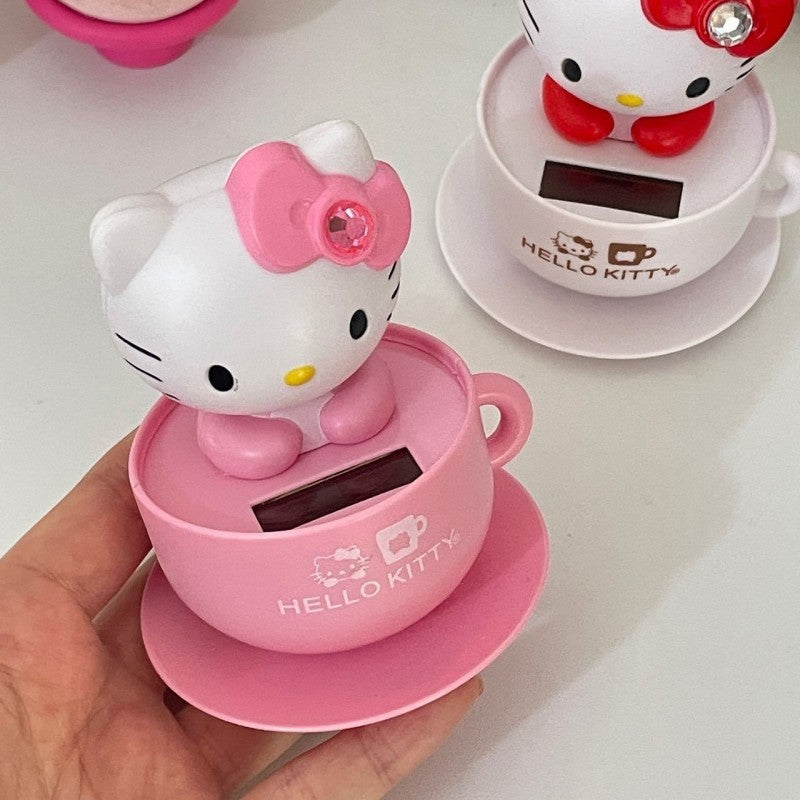 Tea Cup Solar Bobble Figurine