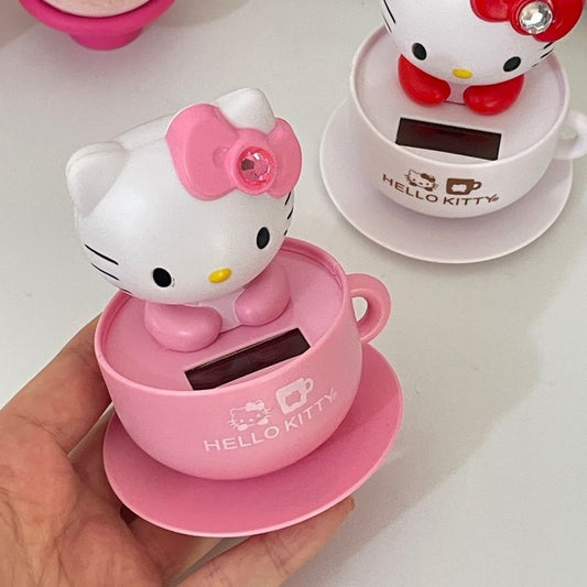 Tea Cup Solar Bobble Figurine