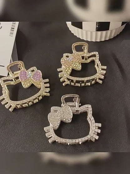 Sparkly Metal Hello Kitty Back Hair Claw Clip